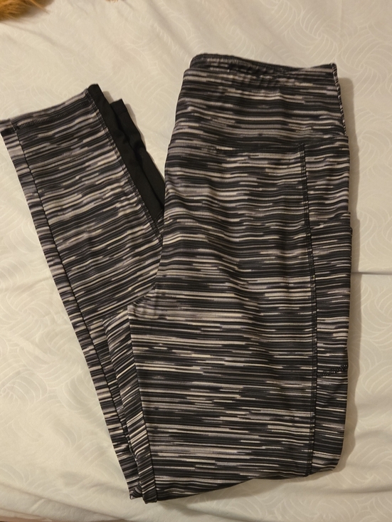Talbots Pants - Talbots Black & Gray Striped Active Leggings, XL